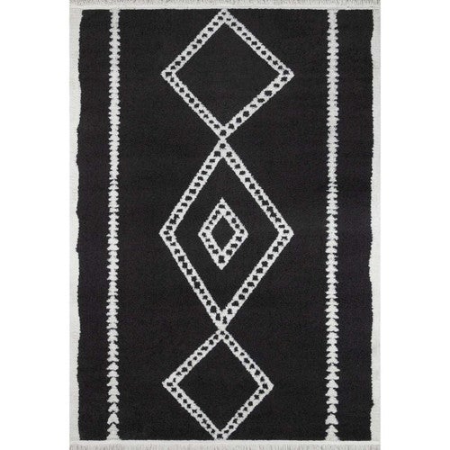 Triple Diamond Black Rug - 10 x 13