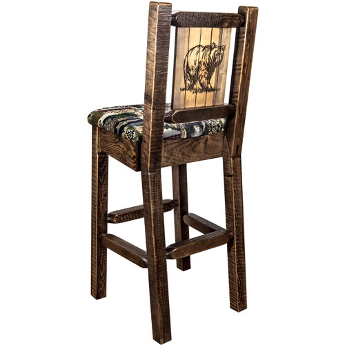 Ranchman's Barstools with Back & Engraved Animals