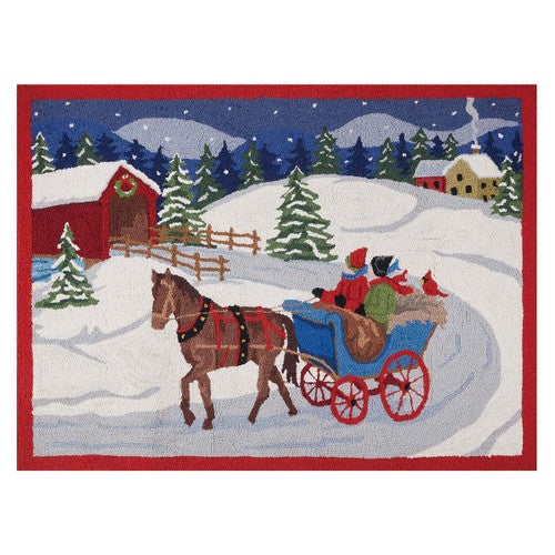 Sleigh Ride Hooked Rug