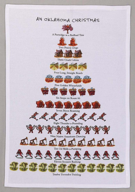 12 Days of Oklahoma Christmas Kitchen Towels - Set of 4
