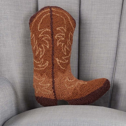 Rustic Boot Hooked Pillow