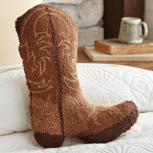 Cowboy Boot Shaped Hooked Pillow