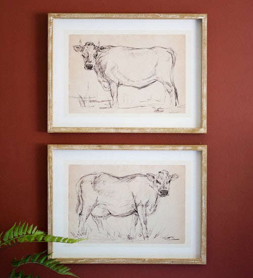 Sketched Cattle Wall Art - Set of 2