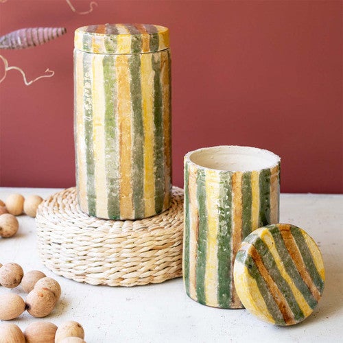 Melon Striped Canisters - Set of 2