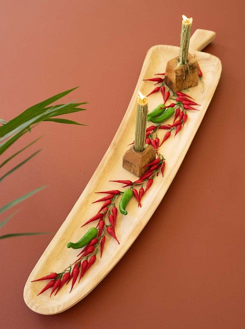 Wood Pepper Carved Platter