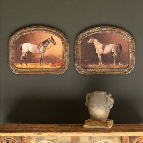 Framed Equine Antique Wall Art - Set of 2