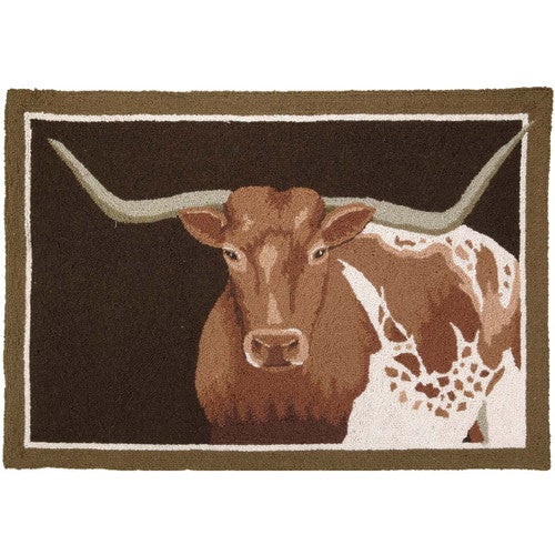 Longhorn Steer Hooked Rug