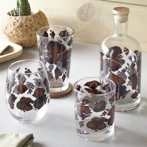 Cowhide Print Glassware - CLEARANCE