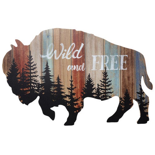 Wild & Free Wood Buffalo Wall Art - CLEARANCE
