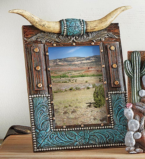 Turquoise Longhorn Photo Frame