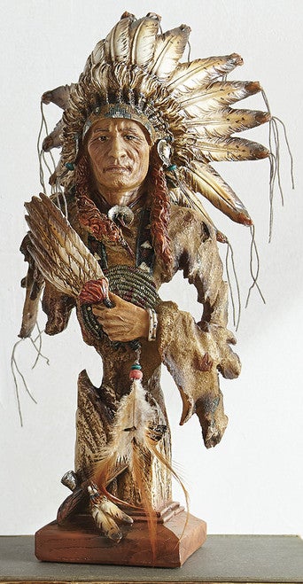 Chief with Headdress Sculpture