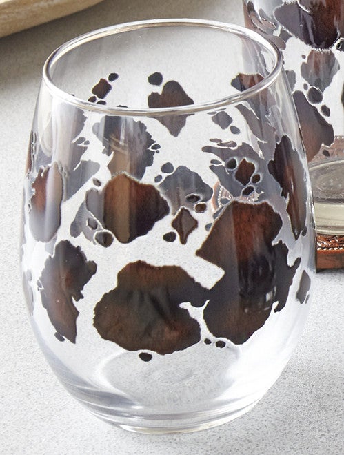 Cowhide Print Wine Glasses - Set of 4 - CLEARANCE