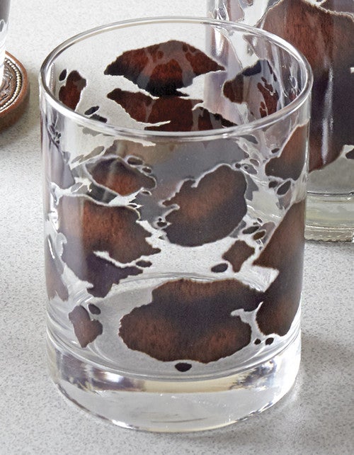 Cowhide Print Old-Fashioned Glasses - Set of 4 - CLEARANCE