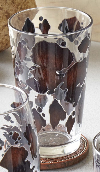 Cowhide Print Pint Glasses - Set of 4 - CLEARANCE