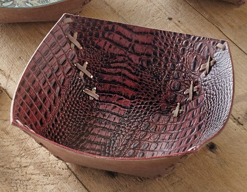 Tooled Leather Bowls - Red