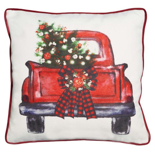 Old Red Truck Holiday Pillow