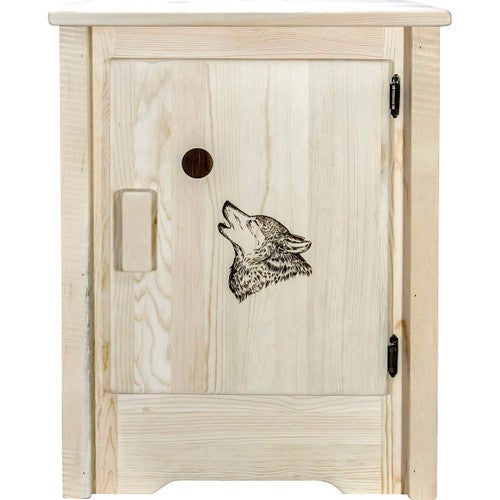 Denver Cabinet with Engraved Wolf - Right Hinged