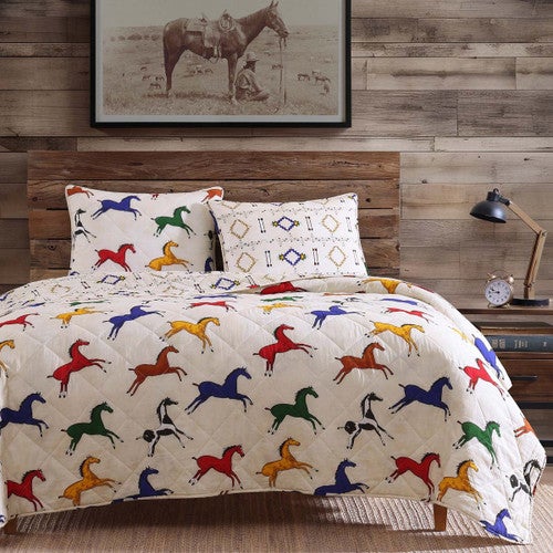 Horses Run Free Quilt Set - Twin