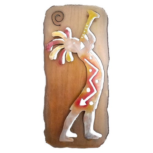Kokopelli with Trumpet Rectangular Cutout Wall Art