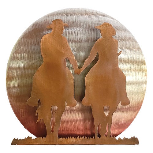 Sunset Cowboy Couple Cutout Wall Art