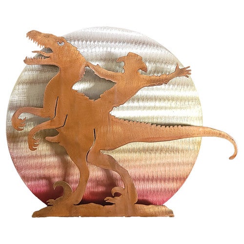 Sunset T-Rex Cowboy Cutout Wall Art