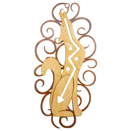 Designer Coyote Cutout Swirl Wall Art