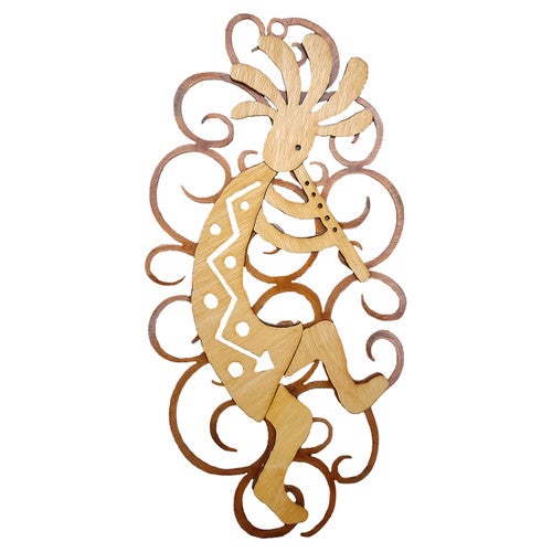 Dancing Kokopelli Cutout Swirl Wall Art