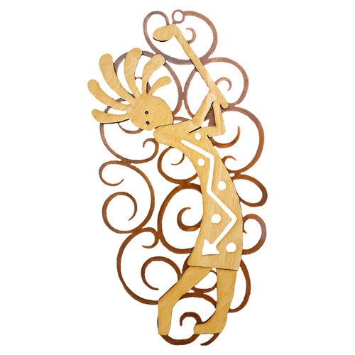 Golfing Kokopelli Cutout Swirl Wall Art