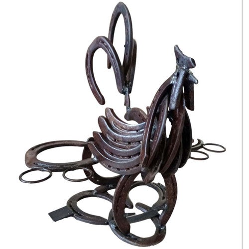 Rooster Horseshoe Wine Holder