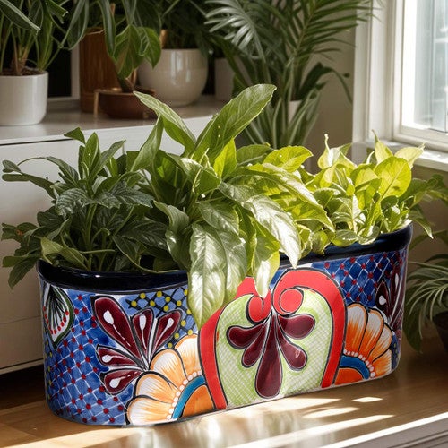 Sapphire Blue Oval Planter