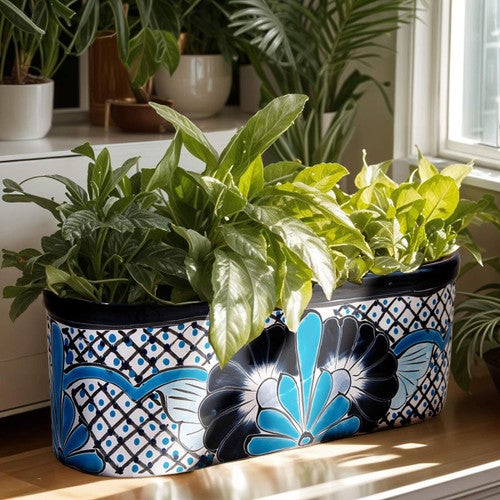Blues Pattern Oval Planter