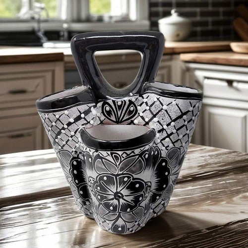 Black Flower Cutlery Caddy