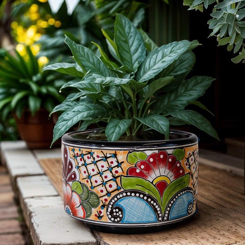 Pink Flower Wheel Planter
