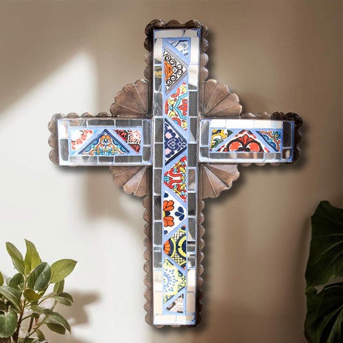 Trimmed Mosaic Cross Wall Art