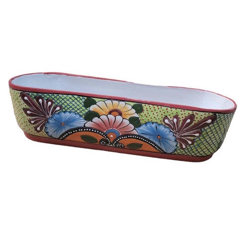 Blue Flower Oval Planter