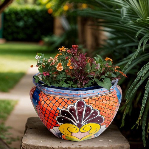 Orange Flower Octo Planter