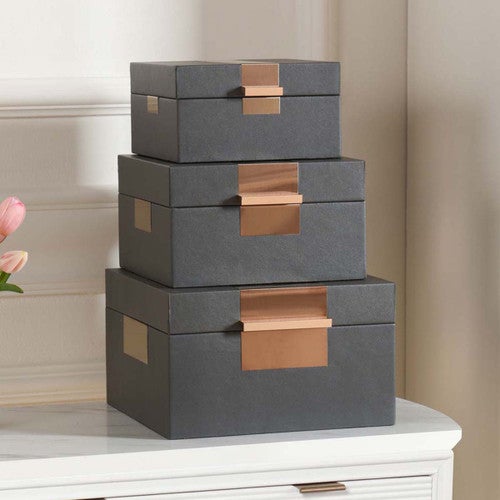 Black Trinket Boxes - Set of 3