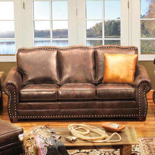 Jerome Davis Sofa in Timber Leather