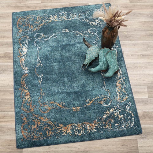 Prairie Scrolls Turquoise Rug Collection