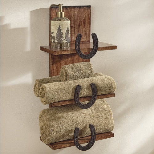 Rustic Horseshoe Wall Shelf