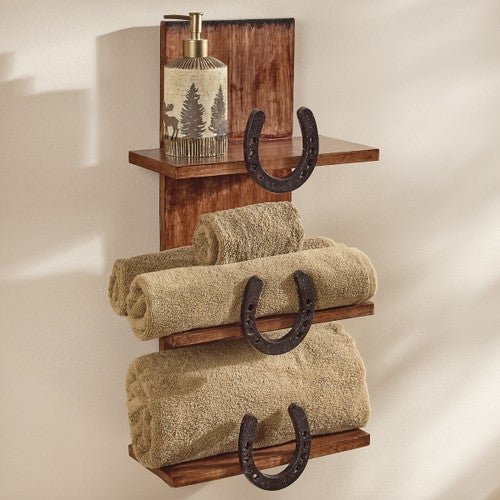 Rustic Horseshoe Wall Shelf
