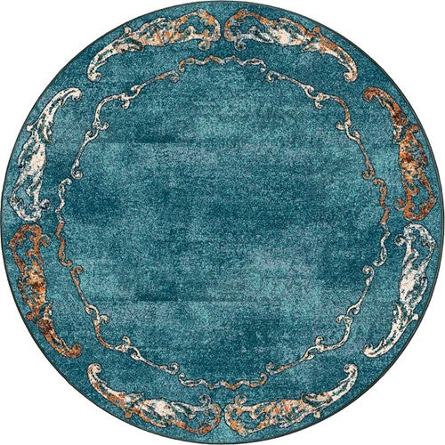 Prairie Scrolls Turquoise Rug - 8 Ft. Round