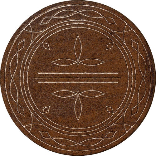 Western Stitched Leather Style Rug - 8 Ft. Round