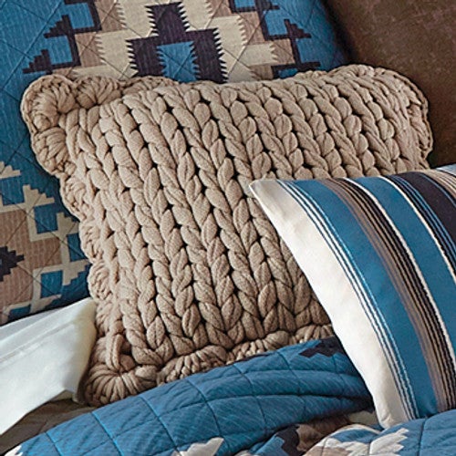 Taupe Knitted Pillow