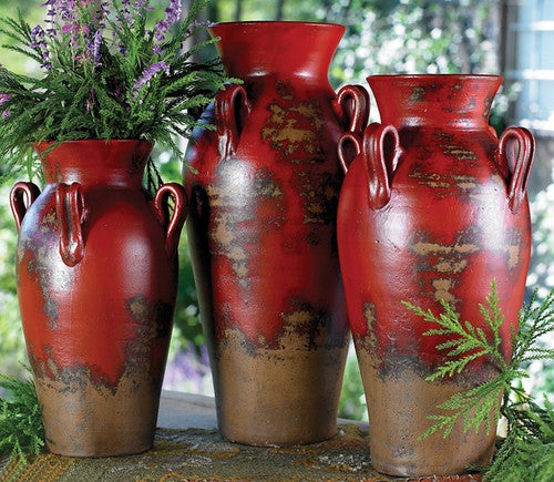 Fairhaven Pottery Vases (Set of 3) - Aged Red