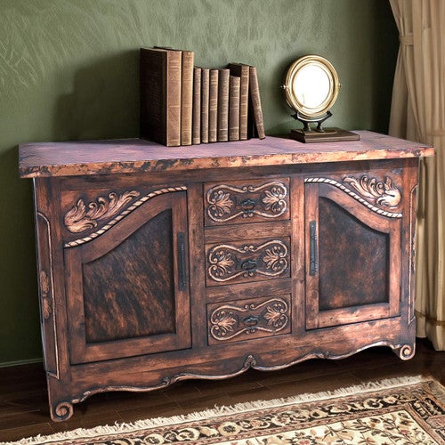 Desert Ember Sideboard - Cowhide Panels