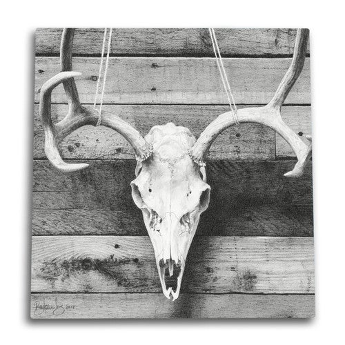 Barnwood Deer Skull Canvas Wall Art