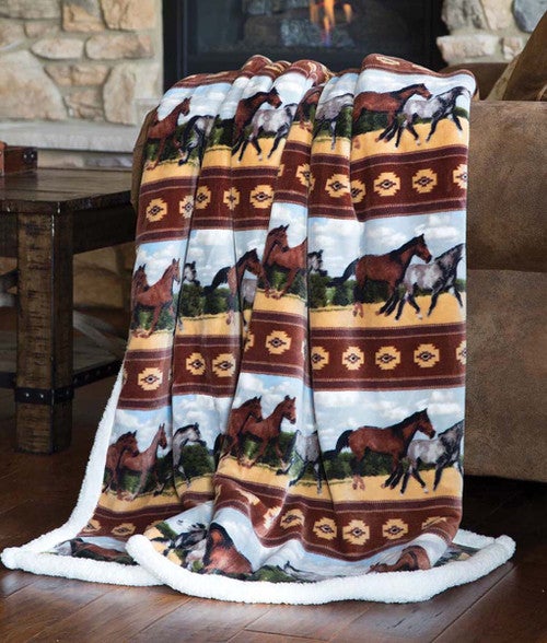 Wild Equine Plush Sherpa Throw - OUT OF STOCK UNTIL 05/05/2025
