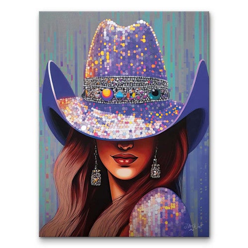 Purple Rhinestone Cowgirl Wall Art
