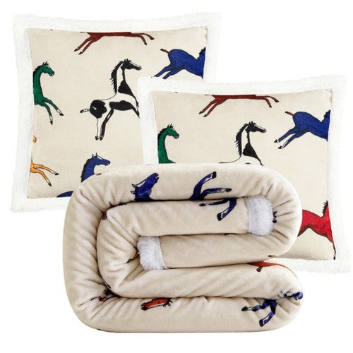 Horses Run Free Pillow & Throw Set (3pc)